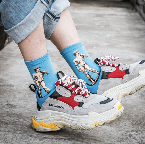 the–perfect-aesthetic:Combine your love of fashion and art with these rad socks that feature some of