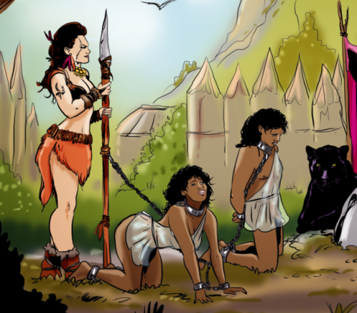 Captured Slavegirl and eunuch, work in progress.  www.patreon.com/slaveryart