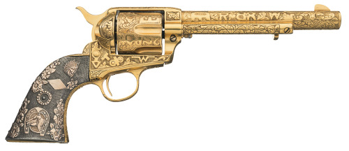 Engraved first generation Colt Model 1873 Single Action Army with silver grips.Estimated Value: $11,