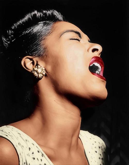 What a gorgeous colorized picture of rebel girl badass genius Billie Holiday…