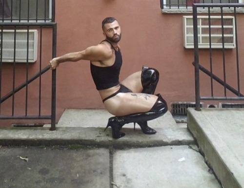 Muscle men in heels