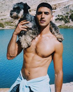 harlan-briggs:Taylor Zakhar Perez and a hairy friend 🐶