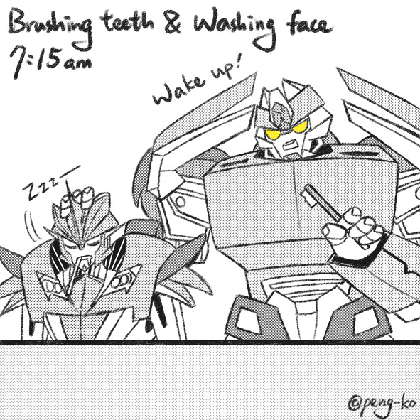 peng-ko:  Breakdown’s daily morning routine. Request by doctorredsnurse. Hope you