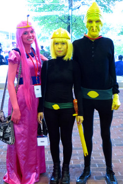 tesazombie:  FAMILY PHOTO (i’m Lemongrab-girl in the middle)  i look like a combination of the 2 of them oh glob.  funny story with this one the lemon on the right ran over to me and we both started poking each other and i accidentally punched him