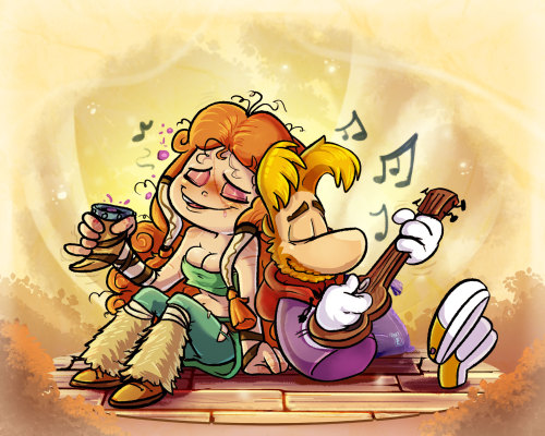 Just a little illustration with Rayman and Barbara. Since I remembered Rayman knew how to play guita