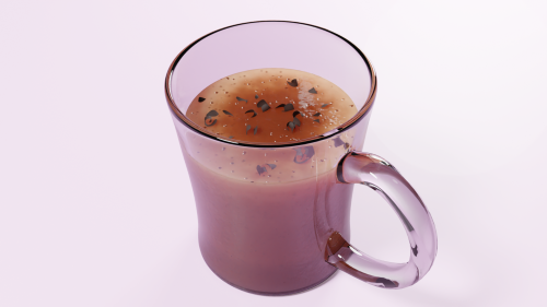 HOT HOT CHOCOLATE idk how the song goes but look-[ID: 8 images of a 3D modelled glass mug of hot cho