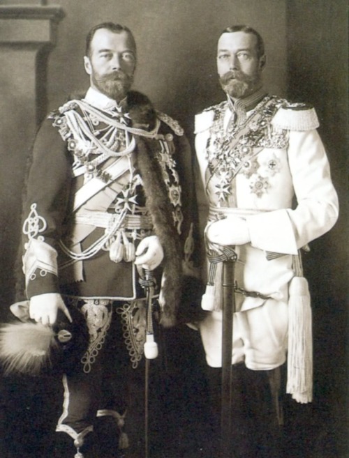 themauveroom:Top two: Tsarevich Nicholas Alexandrovich (seated and standing on left) and Prince Geor