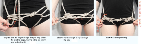 fetishweekly:  Shibari Tutorial: the Hip Harness You’ll just need 30’ of rope for this one. It’s a versatile little rig that gives you extra grip during play (while allowing full mobility & access), and is quite a bit of fun to have tied on.