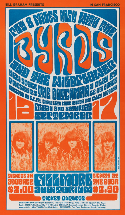 The Byrds; at the Fillmore, San Francisco, 1966; poster designed by Wes Wilson.