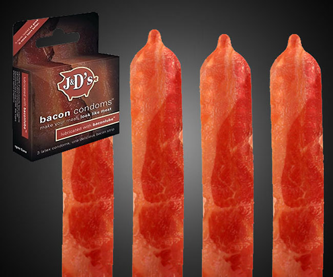 Bacon Flavoured Condoms! Put the meat in your mouth and taste the salty goodness&hellip;