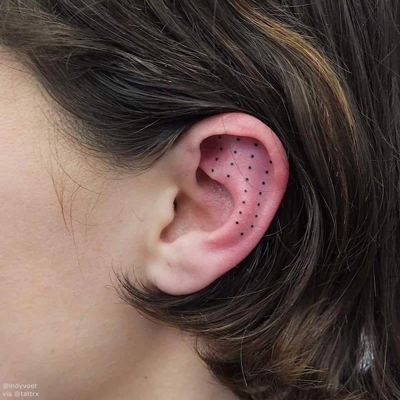 tattrx:  Indy Voet | Paris France / Brussels Belgium Hand-poked ear tattoos tumblr: