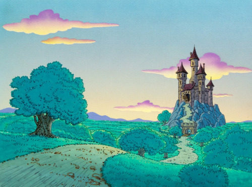 Gargamel’s Castle: animation background from the 1981 Hanna-Barbera cartoon, The Smurfs.I really lik