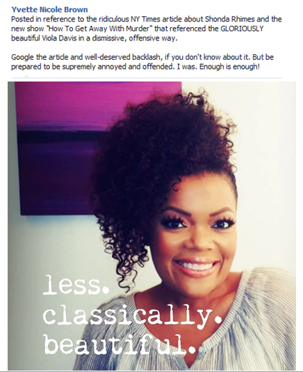 whatisthat-velvet:  securelyinsecure:  Yvette Nicole Brown Responds to the NY Times’s portrayal of Shonda Rhimes as an “Angry Black Woman”  I didn’t even see Yvette’s tweets..But yeah. This happened and Black twitter went in. 