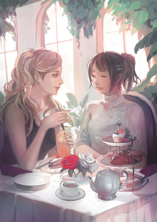  Full-view of my Ann/Shiho piece for the P5 Food Zine! It was a fun project to be a part of and all 