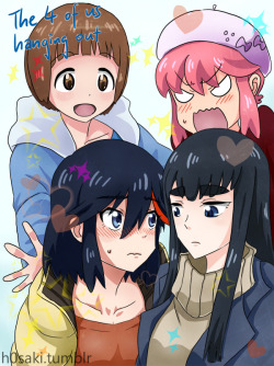 h0saki:  Kill la Kill x Citrus, based on this photo with the Citrus characters. A friend of mine insisted that I read the manga Citrus because he was 110% sure that I’d love it and damn he was right I LOVE it. It felt like KlK in a slice of life AU
