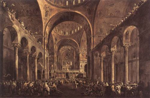 2.Francesco GuardiDoge Alvise IV Mocenigo Appears to the People in St Mark&rsquo;s Basilica in 1