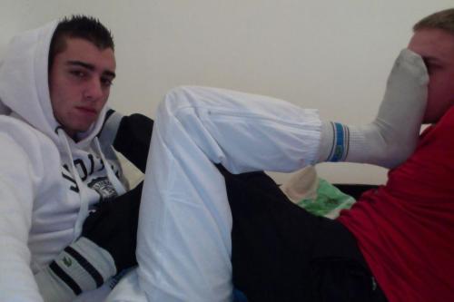 rugbysocklad:  Mutual Sniffin!! 
