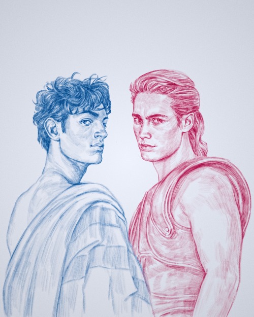 aliceblakeart:Patroclus and Achilles as portrayed in The Song of Achilles by Madeline Miller ✨