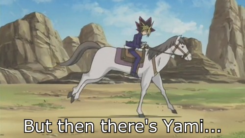 samrgarrett:  tasty-cinnamonrolls:  kittykura28:  Well he is an Ancient Egyptian Pharaoh soooo…  Horses weren’t brought to Eygpt for another thousand years, so…   So that means the horses in the Dawn of the Duel arc were Duel Monsters