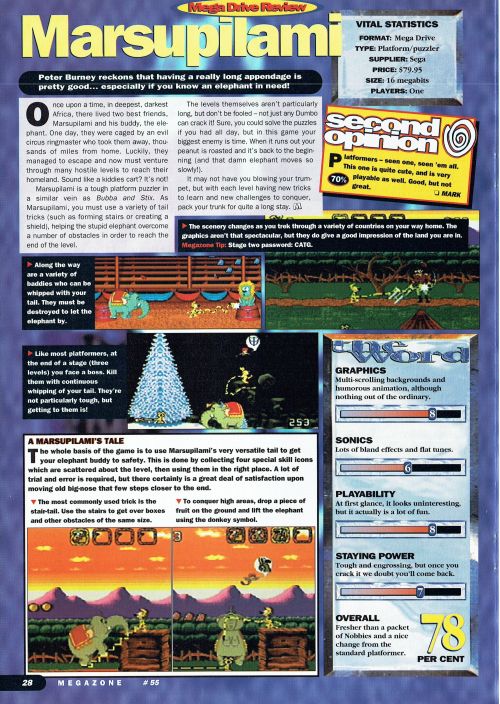  SEGA MegaZone #55, Sep 95 - A review of ‘Marsupilami’ on the Mega Drive.