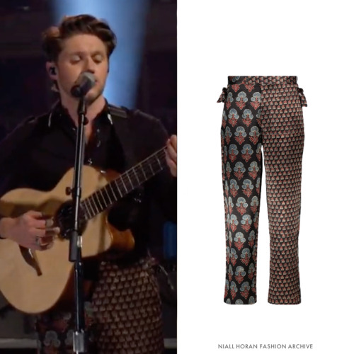 Niall performing at Royal Albert Hall | November 7, 2020Bode duo block-printed silk pants ($846)