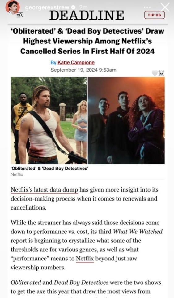 George, Kassius, Ruth And Steve Yockey Via Instagram Sharing The News That Dead Boy Detectives Is The