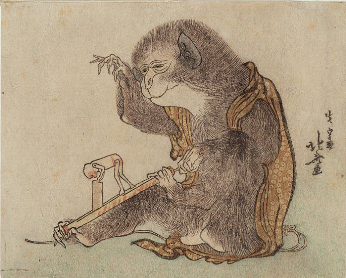 la-pitonisa-tropical:
“ “Monkey Playing with a Monkey Toy” (ca. 1800) by Katsushika Hokusai
(look at this thing full o’ monkeys!)
”
