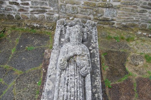 Queen Catherine of Sweden (d. 1245) as depicted on her now damaged grave monument at Gudhem made, c.