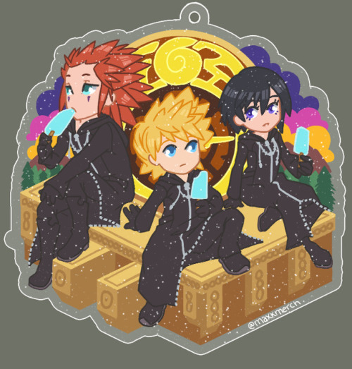 Kingdom Hearts trio charms. The speckles are glitter :)