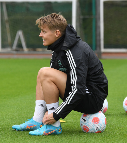 Martin Odegaard of Arsenal during a training session at London Colney on May 15, 2022 in St Albans, 