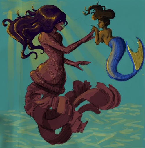 I Experimented With Coloring My Line Art On My IPad! I Feel Like One Of These Mermaids Is Better Than