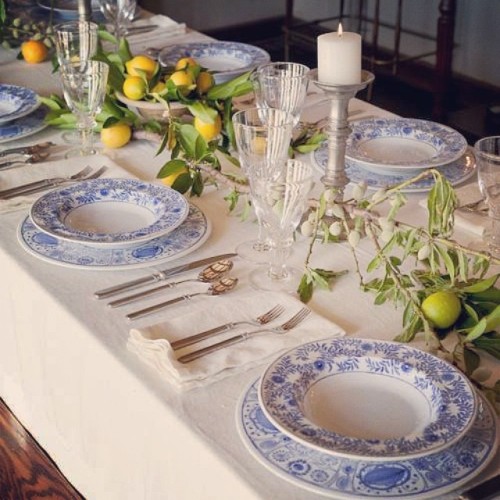 love the lemon trees in this table setting. Photo by Oakland Interior Designers & Decorators. #v