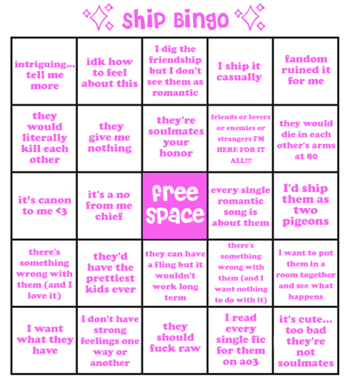 I've Seen Those Ship Bingos Going Around (fun!!) But There Wasn't Enough... Me-flavored Opinions So I