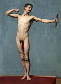 vintagehandsomemen: Harold Knight (British, 1874-1961), Male nude. Oil on canvas, 74.5 x 54.5 cm.