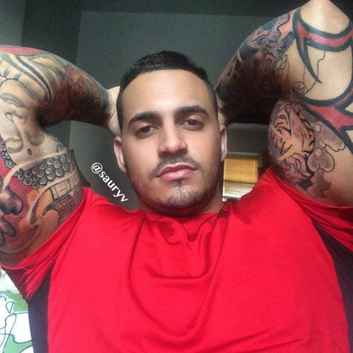 alphamusclehunks:  SEXY, LARGE and IN CHARGE. Alpha Muscle Hunks.http://alphamusclehunks.tumblr.com/archive  Stunningly handsome muscled man with massive arms and amazing ink work - WOOF