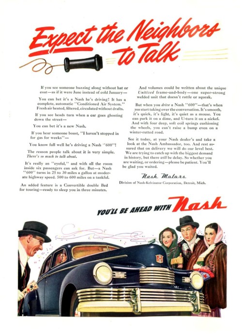 1947 Nash 600. Except the Neighbors to Talk Source: Time Magazine Published at: https://propadv.com/