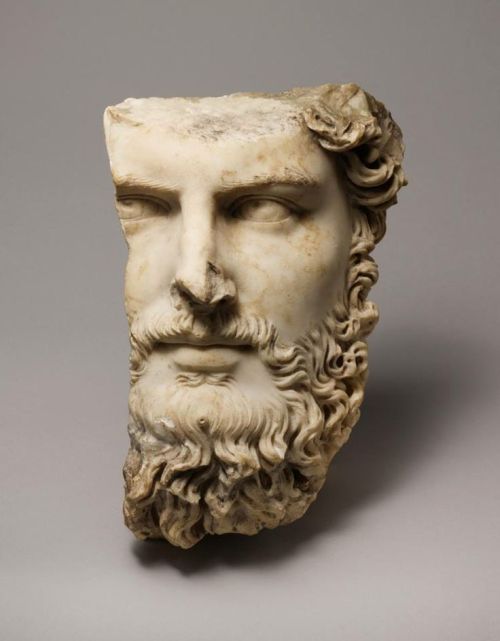 Marble portrait of the co-emperor Lucius Verus, 161–169 CE. This fragmentary head comes from a