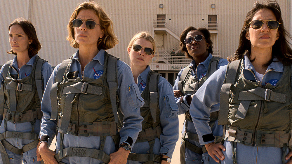 Photograph of FAM’s female astronauts on the tarmac