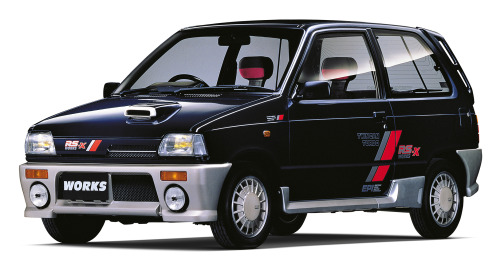 Suzuki Alto Works RS-R, 1987. The first kei car to reach the legislated limit of 64hp thanks to fuel