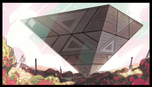 Background Painter Amanda Winterstein says:  hey guys! Steven Universe is back for the new year! Here are some paints I did for this weeks episode, Serious Steven. The continuously awesome Sam Bosma did the temple and strawberry fields layouts and Emily