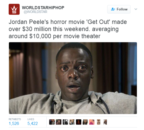 slimgoodymakeba: the-real-eye-to-see:  This movie is about all the hidden messages and truth on racism and the appropriations of black culture.   #GetOut  Jeff got the best reaction! 