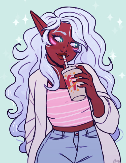 starfirexl:sugarstarblast:causal princess enjoying some Space McDonald’s milkshake 