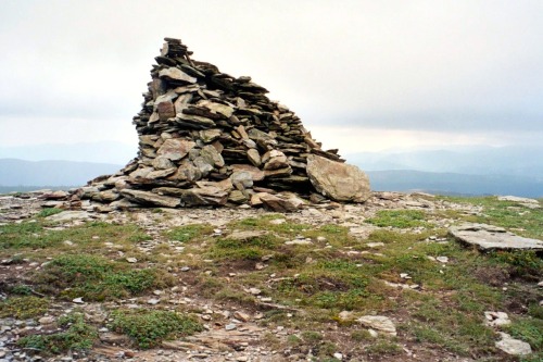 Cairn, Summit of Mt. Lozère, Parc National des Cévennes, France, 2005.This cairn must add at least a