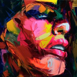 crossconnectmag:  Stand Back For Full Effect: Portraits by Françoise NiellyFrançoise Nielly is a French portrait artist.  Her work is intense and neon.  She was a photographer, and become a full time artist eleven years ago.    The individual strokes