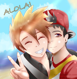 ok-fandom:  Sunday Ship: NamelessShipping Guest Art submitted  by @cy-rus  ok, i watched Pokemon Origins in the summer and all I could think about were these two. Then, I played Sun and Moon and USUM and found these two again, all grown up and enjoying