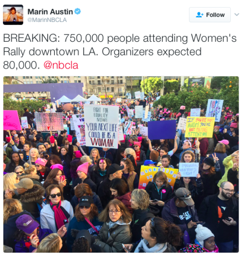 micdotcom: The Los Angeles Women’s March expected 80,000. 750,000 reportedly showed up.All acr