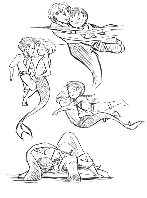 sargeantstuckbutts: My brief mermaid AU story as told by Sketches and Chibs. Bucky Barnes is a 