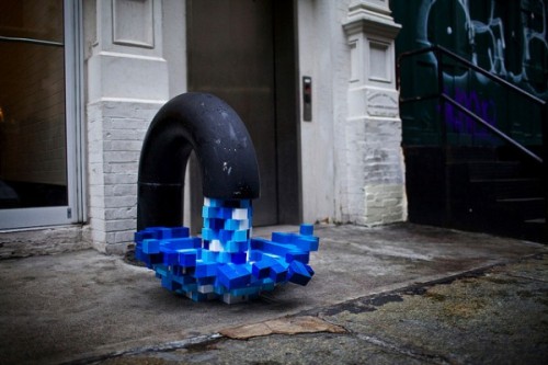 sixpenceee:Pixel Pour 2.0 as seen on Mercer Street in New York City. Possibly the work of Kelly Goel