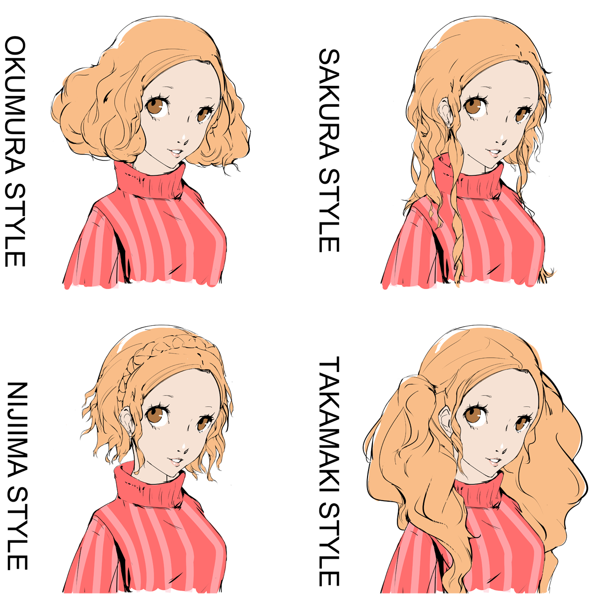 brinkofmemories:P5 girls with each others’ hairstyles!