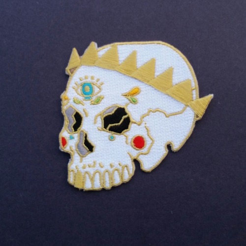 sundevaric: Get your jackets Halloween ready with my ornate gold embroidered skull patch! They have 